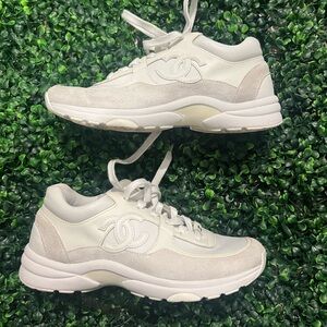 CHANEL low top sneakers 38 White G33745 No Box